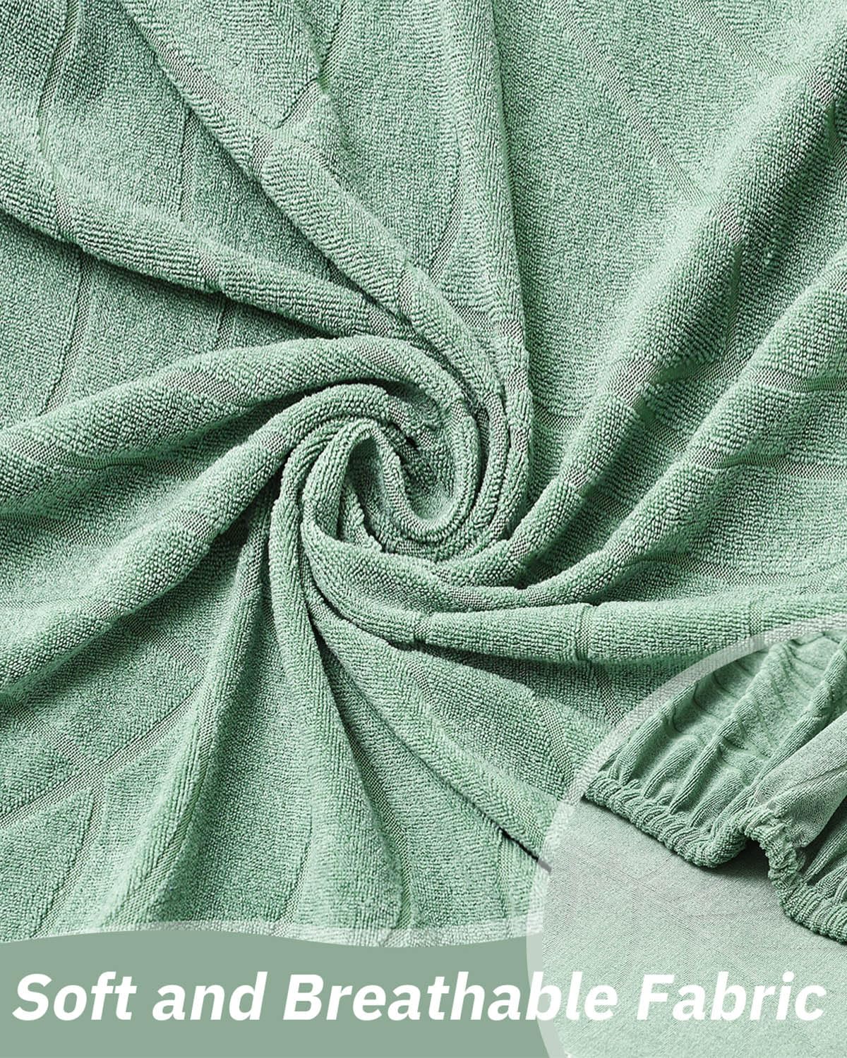 Highdi Tub Chair Cover 2 Piece, Jacquard Bucket Chair Covers Armchair Cover Club Armchair Slipcovers with Seat Cover | Stretch Removable Furniture Protector | Office Bar Reception -Green