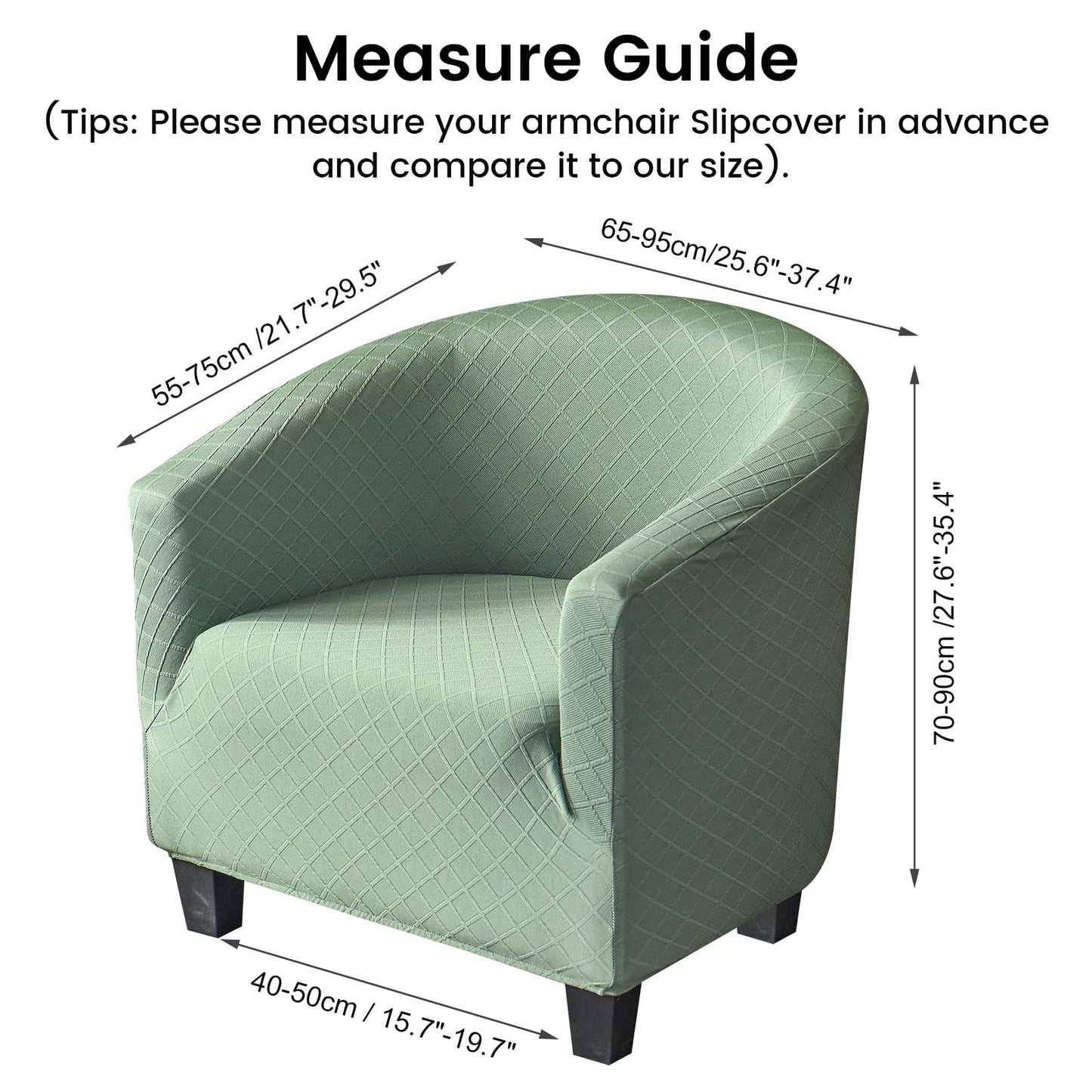 Mingfuxin Velvet Tub Chair Slipcover, High Stretch Club Chair Covers Washable Armchair Sofa Couch Covers Slipcovers Furniture Protectors for Dining Living Room Office(Gray, Velvet)