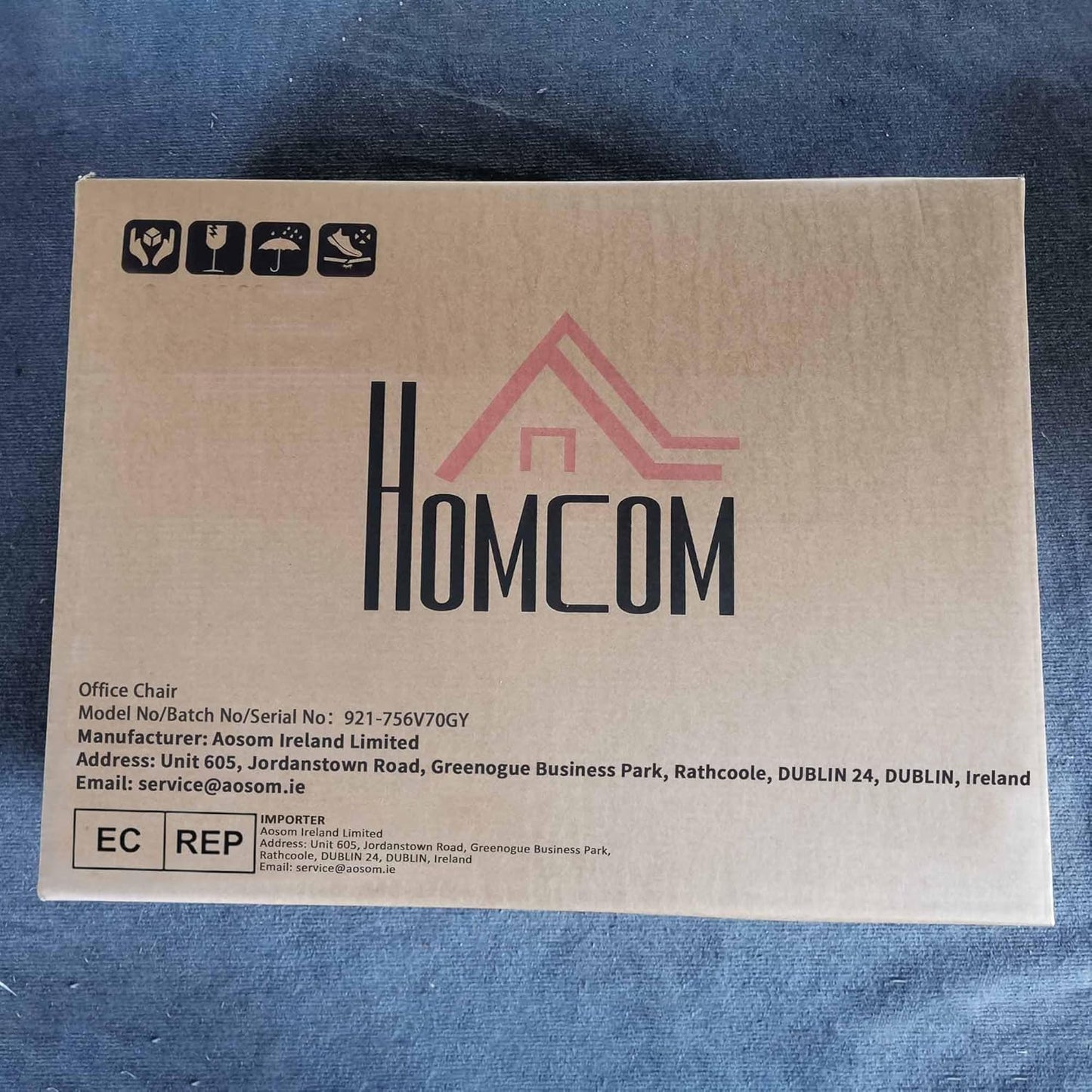 HOMCOM Home Office Chair, Upholstered Linen Desk Chair with Adjustable Height and Tilt Function, Swivel Chair for Home Office and Study Room, Grey