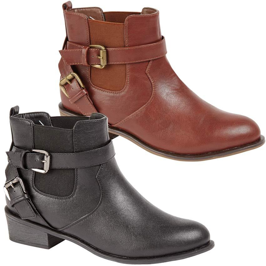 Ladies Chelsea Boots New Womens Block Heel Formal Ankle Biker Riding Boots Shoes