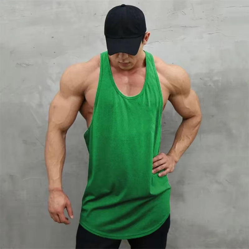 New Summer Brand Vest Mesh Gym Clothing Mens Tank Tops Sleeveless Shirt Bodybuilding Equipment Fitness Men'S Stringer Tanktop