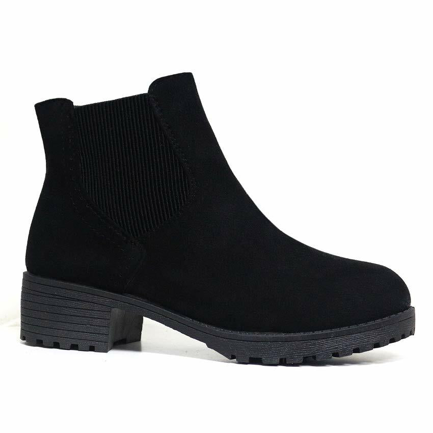 Womens Ladies Chunky Block High Heel Shoes Platform Ankle Chelsea Boots Shoes