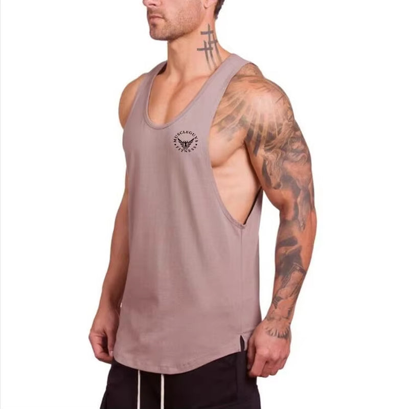 Brand Gym Clothing Cotton Singlets Canotte Bodybuilding Stringer Tank Top Men Fitness Shirt Muscle Guys Sleeveless Vest Tanktop