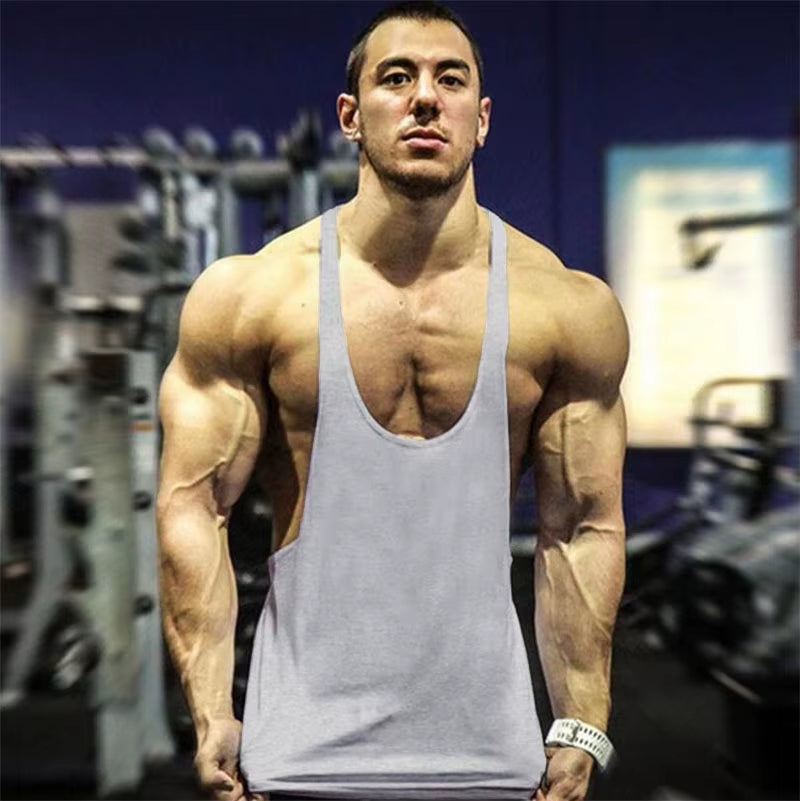 Brand Vest Mens Sleeveless Shirt Bodybuilding Stringer Tank Top Fitness Singlets Solid Sportwear Undershirt Plain Gym Clothing