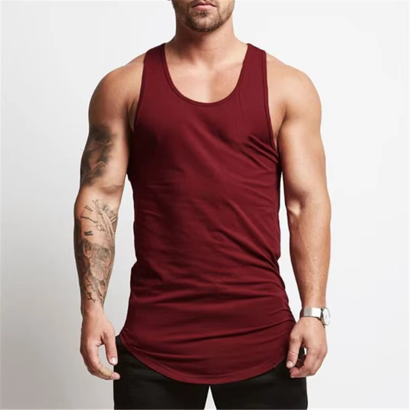 Bodybuilding New Brand Solid Tank Top Men Stringer Tanktop Fitness Singlet Sleeveless Shirt Workout Man Undershirt Gym Clothing