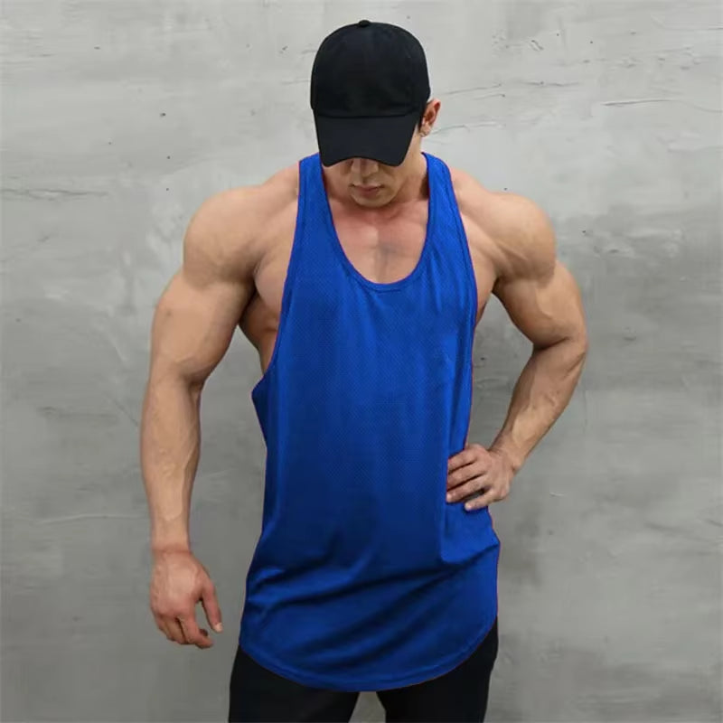 New Summer Brand Vest Mesh Gym Clothing Mens Tank Tops Sleeveless Shirt Bodybuilding Equipment Fitness Men'S Stringer Tanktop