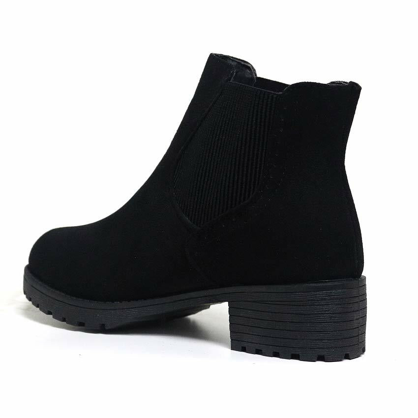Womens Ladies Chunky Block High Heel Shoes Platform Ankle Chelsea Boots Shoes