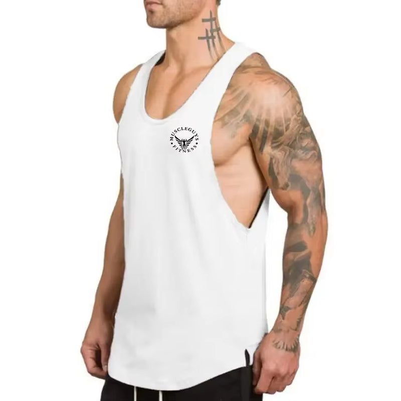 Brand Gym Clothing Cotton Singlets Canotte Bodybuilding Stringer Tank Top Men Fitness Shirt Muscle Guys Sleeveless Vest Tanktop