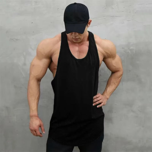 New Summer Brand Vest Mesh Gym Clothing Mens Tank Tops Sleeveless Shirt Bodybuilding Equipment Fitness Men'S Stringer Tanktop