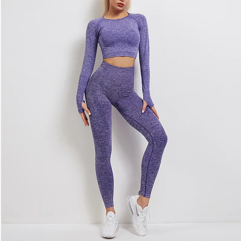 Sport Set Tracksuit Women Fitness Gym Clothing Seamless Yoga Suit Long Sleeve Running Tights Leggings Workout Outfit Sportwear