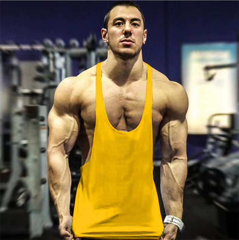 Brand Vest Mens Sleeveless Shirt Bodybuilding Stringer Tank Top Fitness Singlets Solid Sportwear Undershirt Plain Gym Clothing