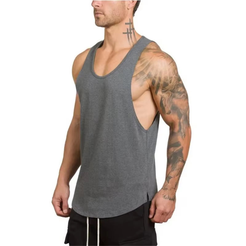 Brand Gym Clothing Cotton Singlets Canotte Bodybuilding Stringer Tank Top Men Fitness Shirt Muscle Guys Sleeveless Vest Tanktop
