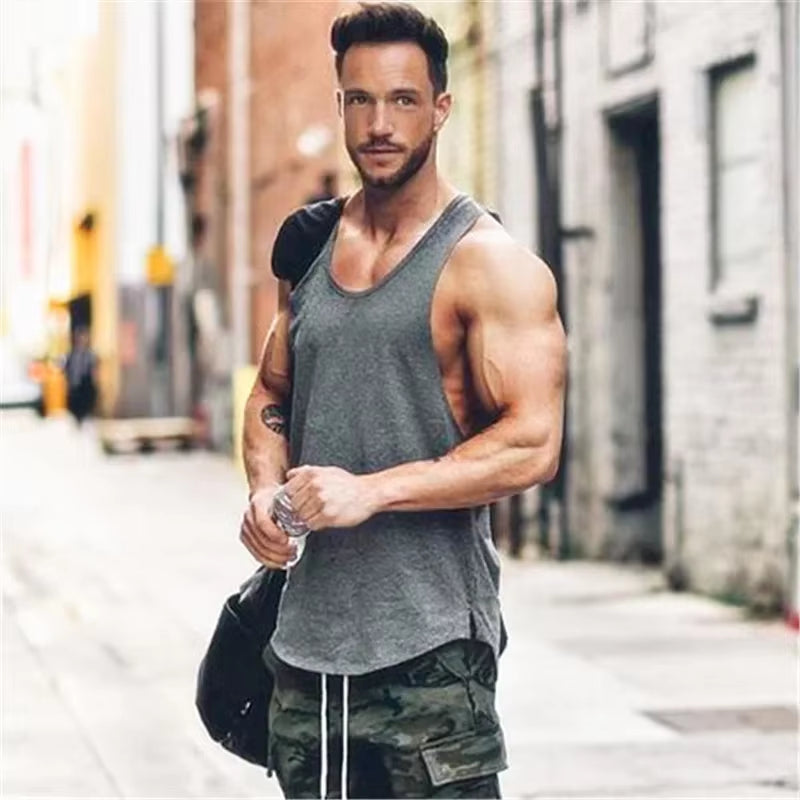 Brand Gym Clothing Cotton Singlets Canotte Bodybuilding Stringer Tank Top Men Fitness Shirt Muscle Guys Sleeveless Vest Tanktop